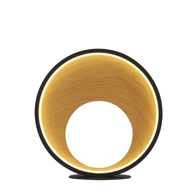 Searchlight Curio - lampe de table - 30 x 31 cm - 3 niveaux de gradation - 11W LED inclus - noir et effet bois