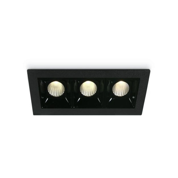ONE Light Shop Square Boxes - spot encastré - 106 x 45 mm, 97 x 36 mm taille d'encastrement - 3 x 2W LED dimmable inclus - noir