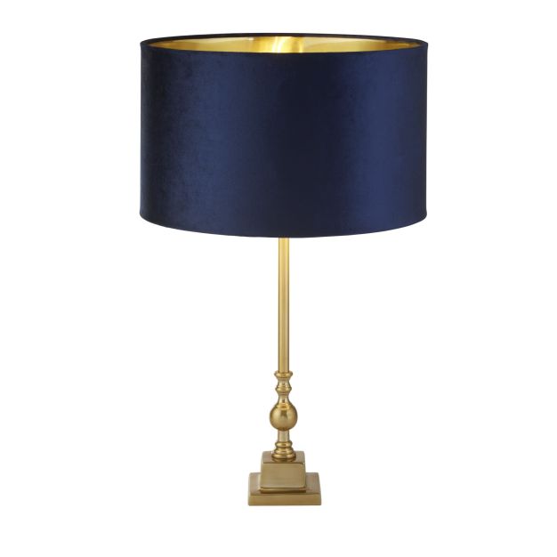 Searchlight Whitby - lampe à poser - Ø 40 x 67 cm - laiton antique, or et bleu marine