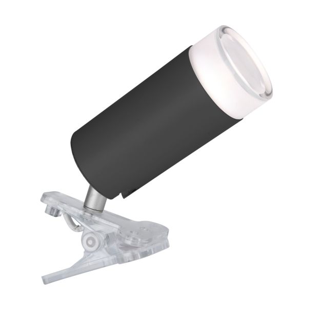 Lutec Klipa - lampe à pince - éclairage intelligent - Lutec Connect - 16,3 x 13,3 x 6,3 cm - 4,7W LED inclus - fonction dimming et couleur de lumière réglable via app - RGB+W - noir