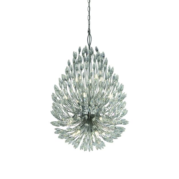 Searchlight Peacock - lampe suspendue - Ø 51 x 286 cm - chrome