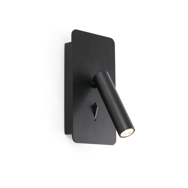 Faro Suau - applique murale avec interrupteur et port USB - 9,5 x 14 x 17 cm - 3W LED inclus - noir mat