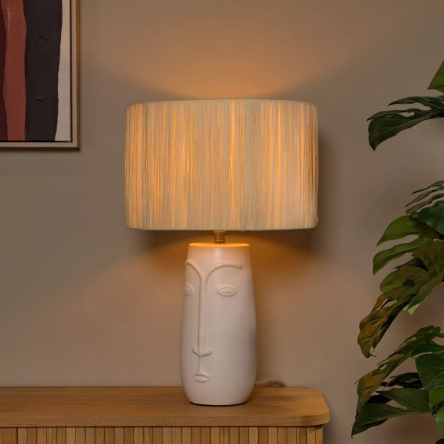 Lucide Viso - lampe à poser - Ø 36 x 56 cm - beige et blanc