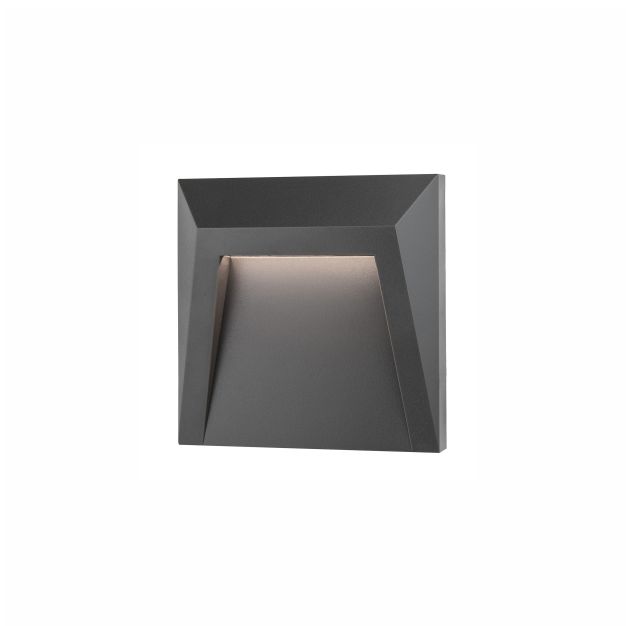 Nova Luce Luton - applique murale extérieure - 12,5 x 3,3 x 12,5 cm - 1,2W LED inclus - IP65 - gris foncé