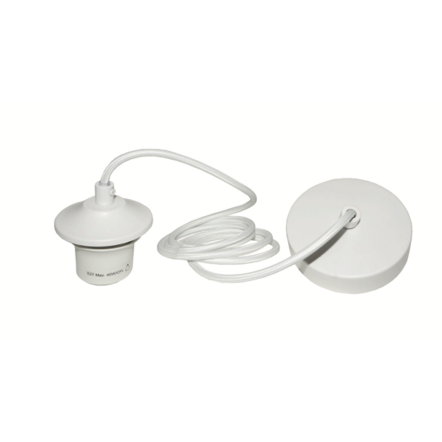 Artdelight Pendant - lampe suspendue avec cordon en fer - Ø10 x 150 cm - blanc