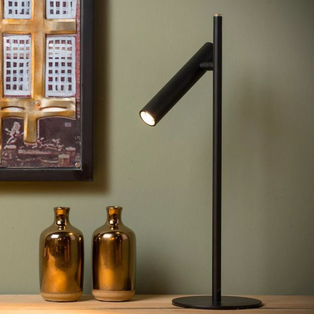 Lucide Philon - lampe à poser - Ø 13 x 42 cm - 4,5W LED dimmable inclus - noir