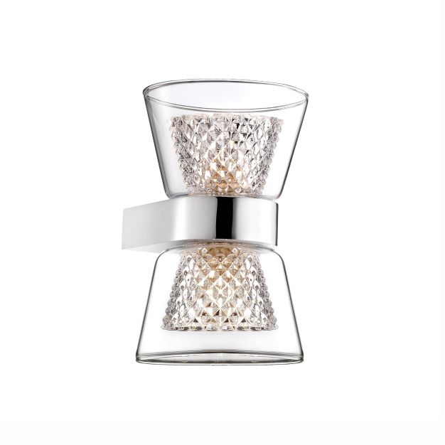 Nova Luce Boccale - applique murale - 12,6 x 12 x 18 cm - 2 x 33W halogène inclus - chrome et transparent