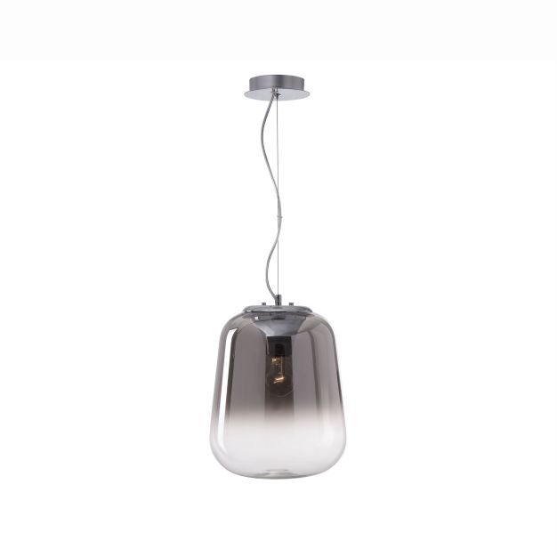 Nova Luce Oliverio - lampe suspendue - Ø 33 x 120 cm - verre fumé et chrome
