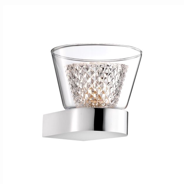 Nova Luce Boccale - applique murale - 12,6 x 12 x 10,3 cm - 33W halogène inclus - chrome et transparent