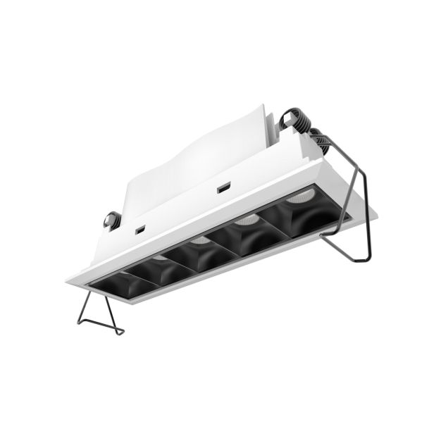 Nova Luce Swan - spot à encastrer - 150 x 45 mm, 142 x 40 mm encastré - 5 x 2W LED inclus - IP32 - blanc et noir