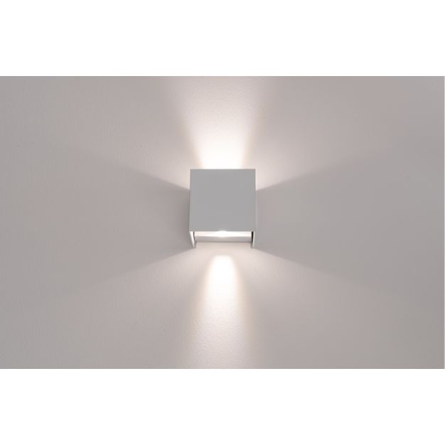 Century Italia Appalque - Applique d'extérieur avec 2 faisceaux lumineux réglables - 12 x 12 x 12 cm - 20W LED inclus - couleur de lumière réglable - IP65 - gris