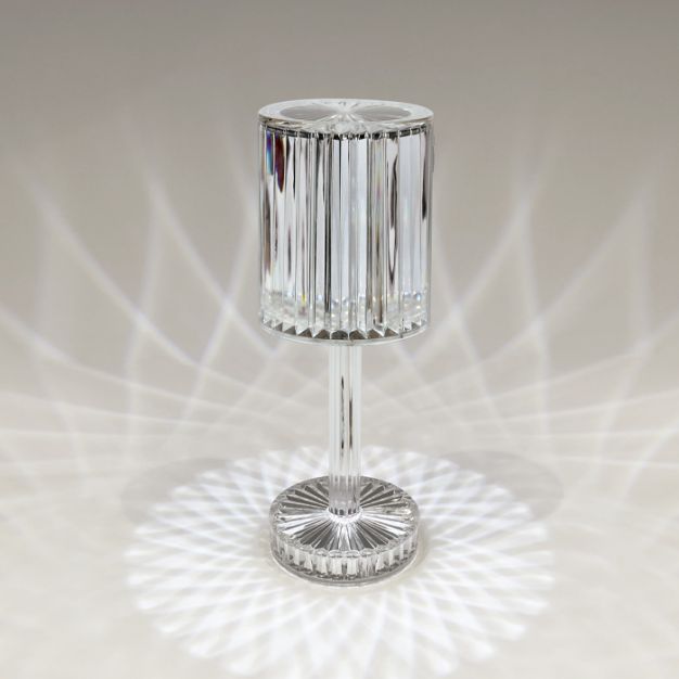 ONE Light Crystal Effect - lampe de table rechargeable - Ø 8,6 x 24,8 cm - 3 niveaux de gradation - 1,2W LED inclus - IP54 - transparent
