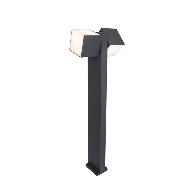 Lutec Cuba - lampe de jardin - 23 x 11 x 75 cm - 2 x 12,2W LED inclus - IP54 - gris foncé