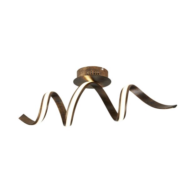 Searchlight Ribbon - plafonnier - 78 x 21 x 26 cm - 25W LED dimmable inclus - brun rustique