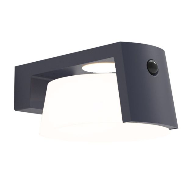 Lutec Moon - Applique solaire extérieure avec détecteur de mouvement - 21,7 x 16 x 9,6 cm - 9,5W LED inclus - IP44 - gris foncé