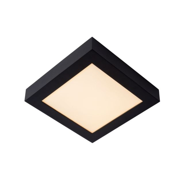Lucide Brice-Led - plafonnier - 22 x 22 x 3,9 cm - 22W LED dimmable inclus - IP44 - noir