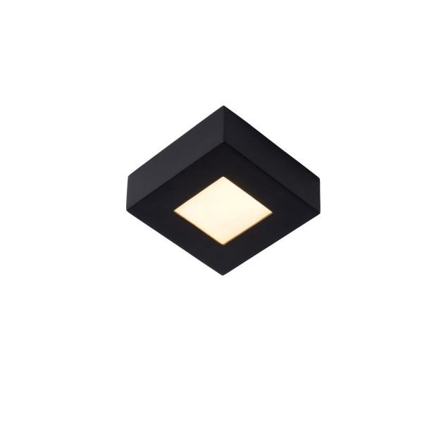 Lucide Brice-Led - plafonnier - 10,8 x 10,8 x 3,9 cm - 8W LED dimmable inclus - IP44 - noir