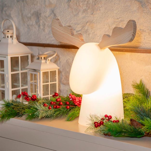 New Garden Rudy 35 - lampe de table solaire rechargeable avec prise - 40 x 40 x 30 cm - IP65 - blanc