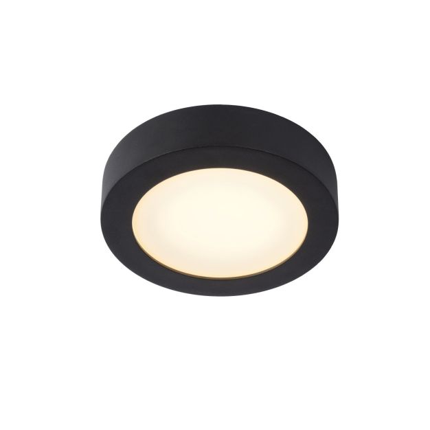 Lucide Brice-Led - plafonnier - Ø 18 x 3,9 cm - 11W LED dimmable inclus - IP44 - noir