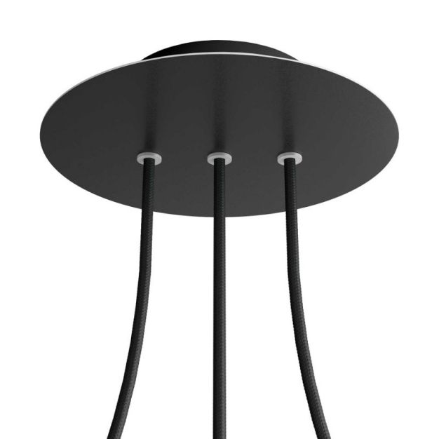 Creative Cables - Rose-One Rosace de plafond ronde pour 3 points lumineux en ligne - Ø 20 x 3,5 cm - noir