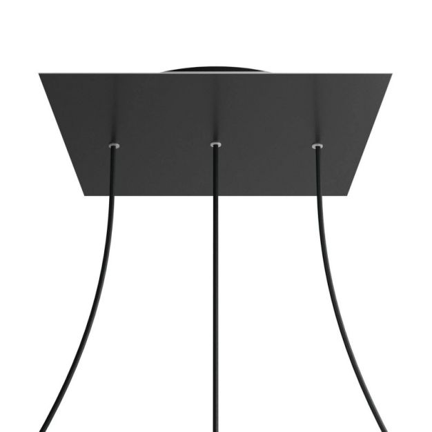 Creative Cables - Rose-One Rosace de plafond carrée pour 3 points lumineux en ligne - 40 x 40 x 3,5 cm - noir