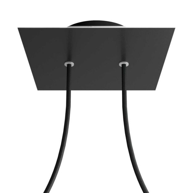 Creative Cables - Rose-One Rosace de plafond carrée pour 2 points lumineux - 20 x 20 x 3,5 cm - noir