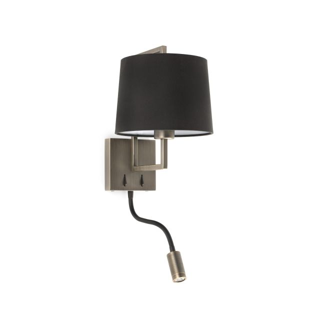 Faro Frame - applique murale avec interrupteur - 21,5 x 28 x 17,6 cm - 3W LED inclus - noir et vieil or