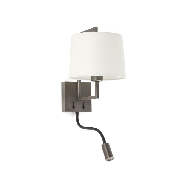 Faro Frame - applique murale avec interrupteur - 21,5 x 28 x 17,6 cm - 3W LED inclus - blanc et vieil or