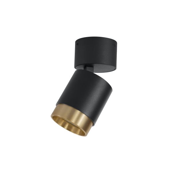Nova Luce Spectre - spot en saillie - Ø 6,5 x 14,4 cm - 15W LED inclus - faisceau réglable - noir/doré