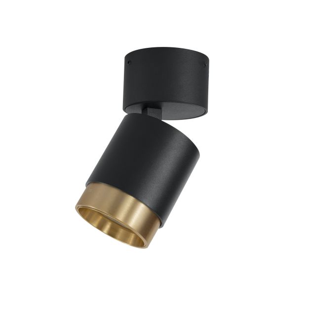 Nova Luce Spectre - spot en saillie - Ø 5,5 x 11 cm - 5W led inclus - noir/doré