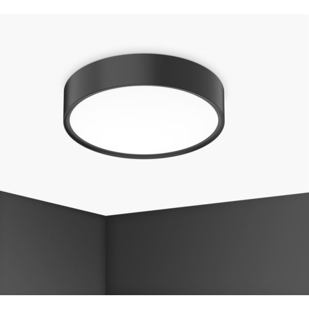 Century Italia Blanca Luxe - plafonnier - Ø 40 x 7 cm - 24W LED inclus - noir
