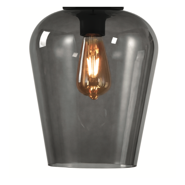 Artdelight Tombo - abat-jour en verre - Ø 23 x 27 cm - fumé