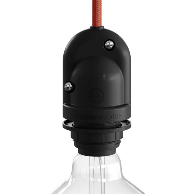 Creative Cables Eiva - Raccord E27 avec support de câble en silicone - Ø 5,8 x 10,3 cm - IP65 - noir