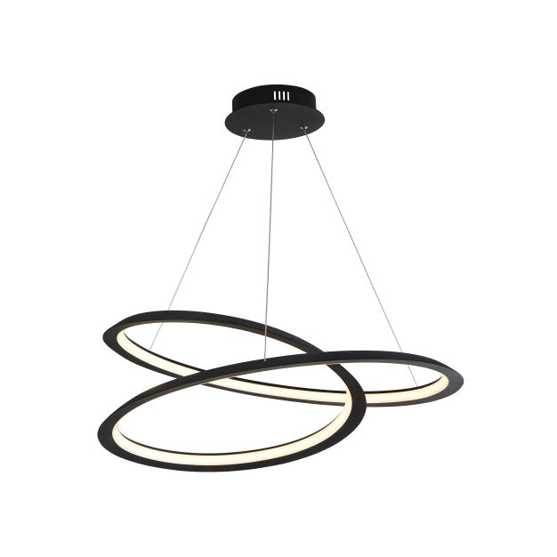 Searchlight Swirl - lampe suspendue - 61 x 60 x 120 cm - 43W LED dimmable inclus - sable noir et blanc