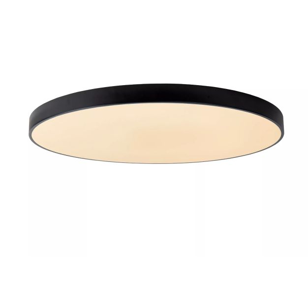 Lucide Unar - plafonnier - Ø 80 x 5 cm - 80W LED dimmable inclus - 3 niveaux de dimmer - noir
