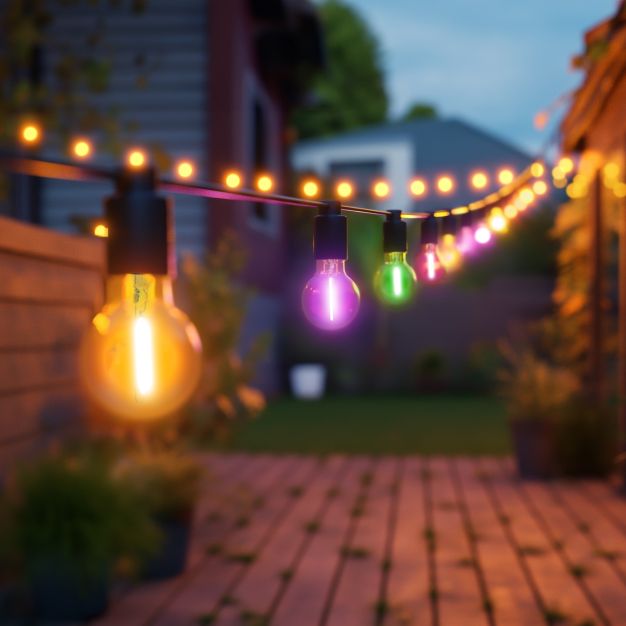 Century Italia Fiesta - Guirlande lumineuse de 8,5 m dont 3,34 m de câble - 10 x 6W LED incluses - IP44 - multicolore