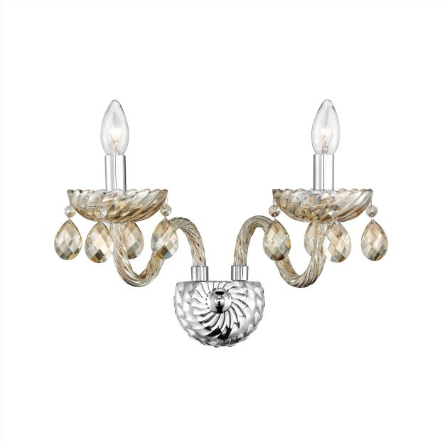 Nova Luce Zeno - applique murale - 47 x 18 x 27 cm - chrome et cognac