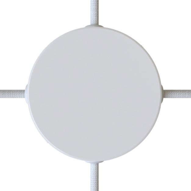 Creative Cables - rosace cylindrique en métal avec 4 trous latéraux - Ø 12 cm - blanc