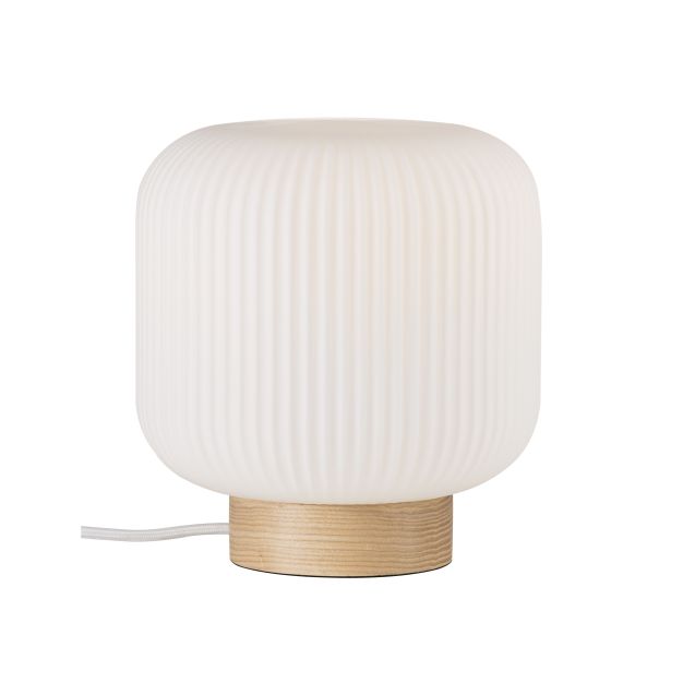 Nordlux Milford 20 - lampe à poser - Ø 20 x 21,7 cm - blanc opale et brun naturel