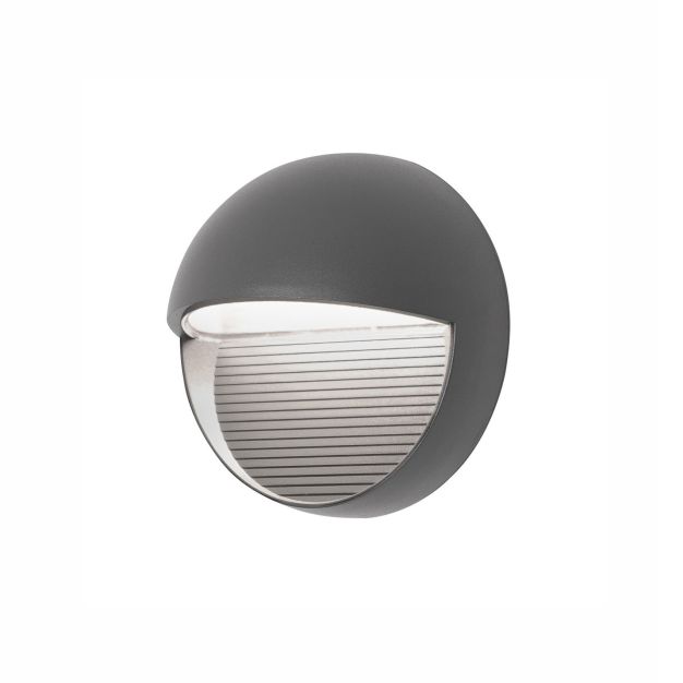Nova Luce Krypton - applique d'extérieur - Ø 16 x 9,6 cm - 6W LED inclus - IP54 - gris foncé