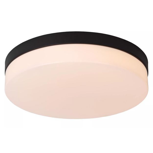Lucide Biskit - plafonnier avec détecteur de mouvement - Ø 34,5 x 7,5 cm - 24W LED inclus - IP44 - noir