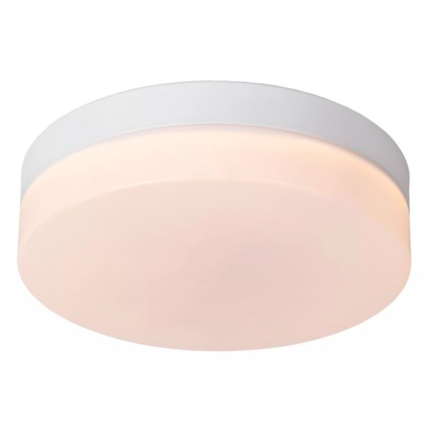 Lucide Biskit - plafonnier avec détecteur de mouvement - Ø 23 x 6,5 cm - 12W LED inclus - IP44 - blanc