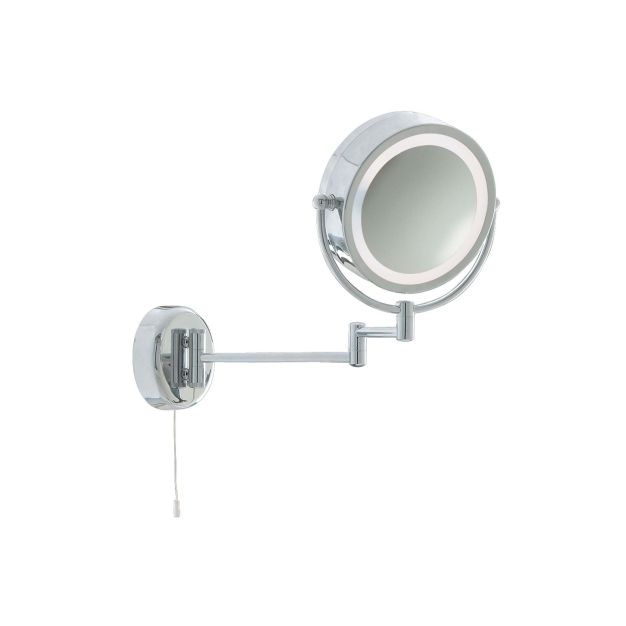 Searchlight Miroirs de salle de bains - miroir avec éclairage et interrupteur à tirette - 38 x 33 cm - IP44 - chrome