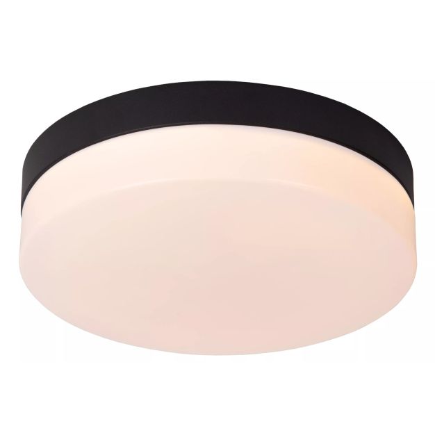 Lucide Biskit - plafonnier avec détecteur de mouvement - Ø 23 x 6,5 cm - 12W LED inclus - IP44 - noir