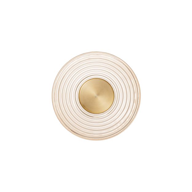 Nova Luce Nous - applique murale - Ø 30 x 30 cm - 8W LED inclus - laiton doré et verre ambré