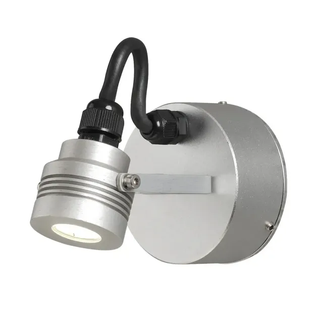 Konstsmide Monza - applique murale extérieure - 8,5 x 11,5 x 8,5 cm - 1W LED inclus - IP54 - argent anodisé