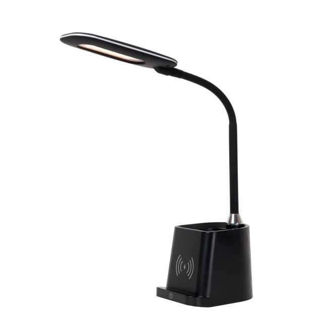 Lucide Penny - lampe de table avec chargeur sans fil - 12,8 x 9,5 x 34 cm - 4,7W LED avec fonction dimming inclus - noir