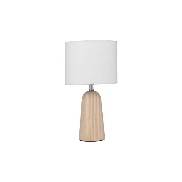 Nova Luce Oby - lampe de table - Ø 16 x 30 cm - blanc et bois naturel