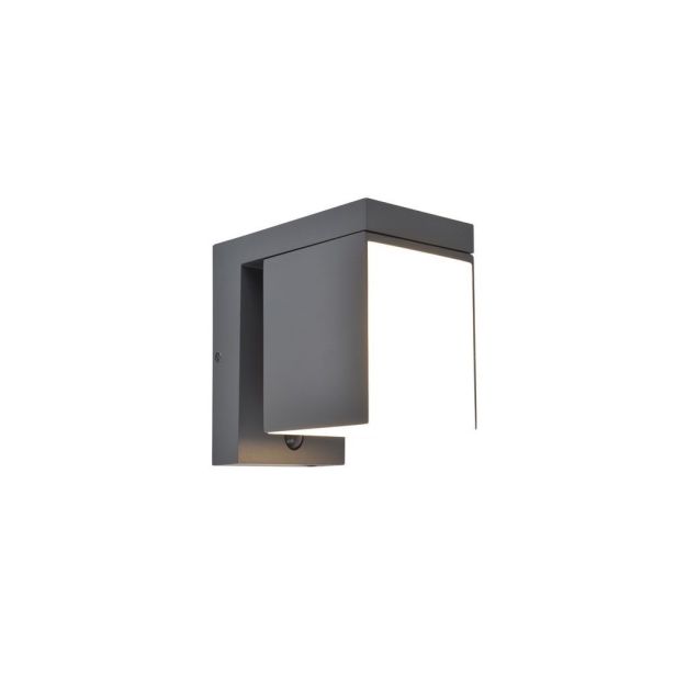 Lutec Prima - Applique d'extérieur solaire avec détecteur - 10 x 13,5 x 16 cm - 9,5W LED inclus - IP44 - gris foncé