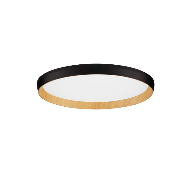 Nova Luce Vomos - plafonnier - Ø 40 x 7 cm - 36W dimmable LED inclus - noir sablé et bois